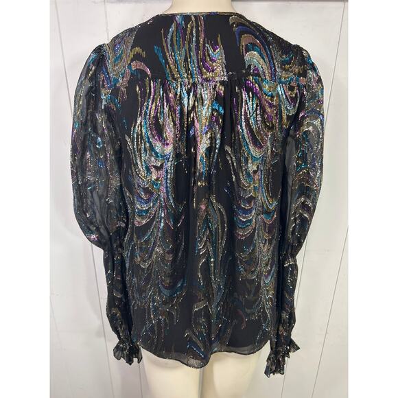 TRINA TURK Ambrosial Top Blouse in Black Multi. Size S. - Picture 5 of 9
